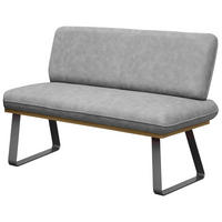 SITZBANK 160/48/90 cm Webstoff Grau  - Schwarz/Grau, MODERN, Textil/Metall (160/48/90cm) - Livetastic