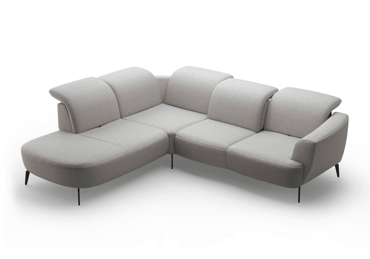 ECKSOFA in Flachgewebe Hellgrau  267/300 cm  - Hellgrau/Schwarz, KONVENTIONELL, Textil/Metall (267/300cm) - Sit & More