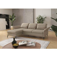 ECKSOFA in Flachgewebe Taupe  - Taupe/Schwarz, Konventionell, Textil/Metall (198/264cm) - Sit & More