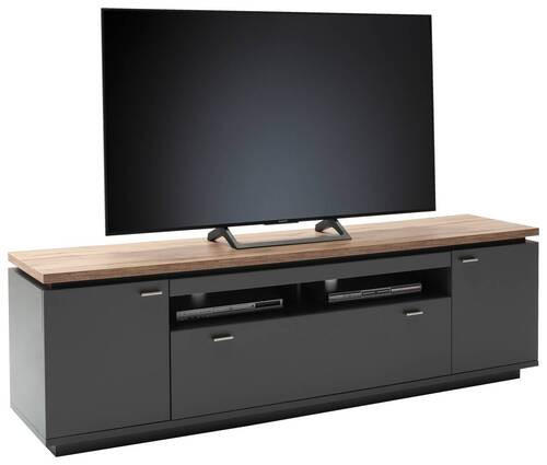 LOWBOARD Neapel  in 210/65/50 cm  - Eiche Wotan/Grau, Design, Holzwerkstoff/Metall (210/65/50cm) - Stylife