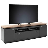 LOWBOARD Neapel  in 210/65/50 cm  - Eiche Wotan/Grau, Design, Holzwerkstoff/Metall (210/65/50cm) - Stylife