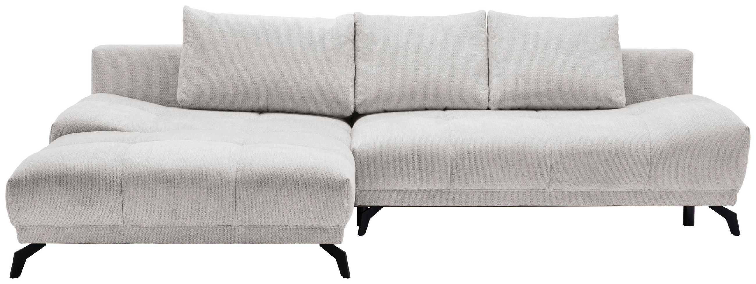 ECKSOFA in Chenille Hellgrau  - Hellgrau/Schwarz, Modern, Textil/Metall (182/290cm) - Hom`in