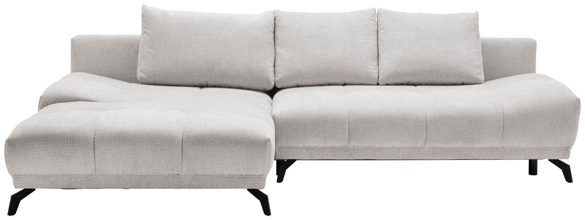 ECKSOFA Hellgrau Chenille  - Hellgrau/Schwarz, MODERN, Textil/Metall (182/290cm) - Hom`in