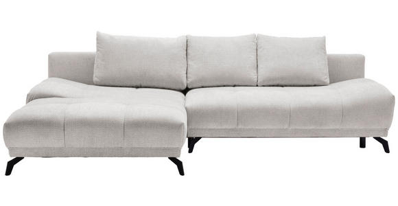 ECKSOFA in Chenille Hellgrau  - Hellgrau/Schwarz, MODERN, Textil/Metall (182/290cm) - Hom`in