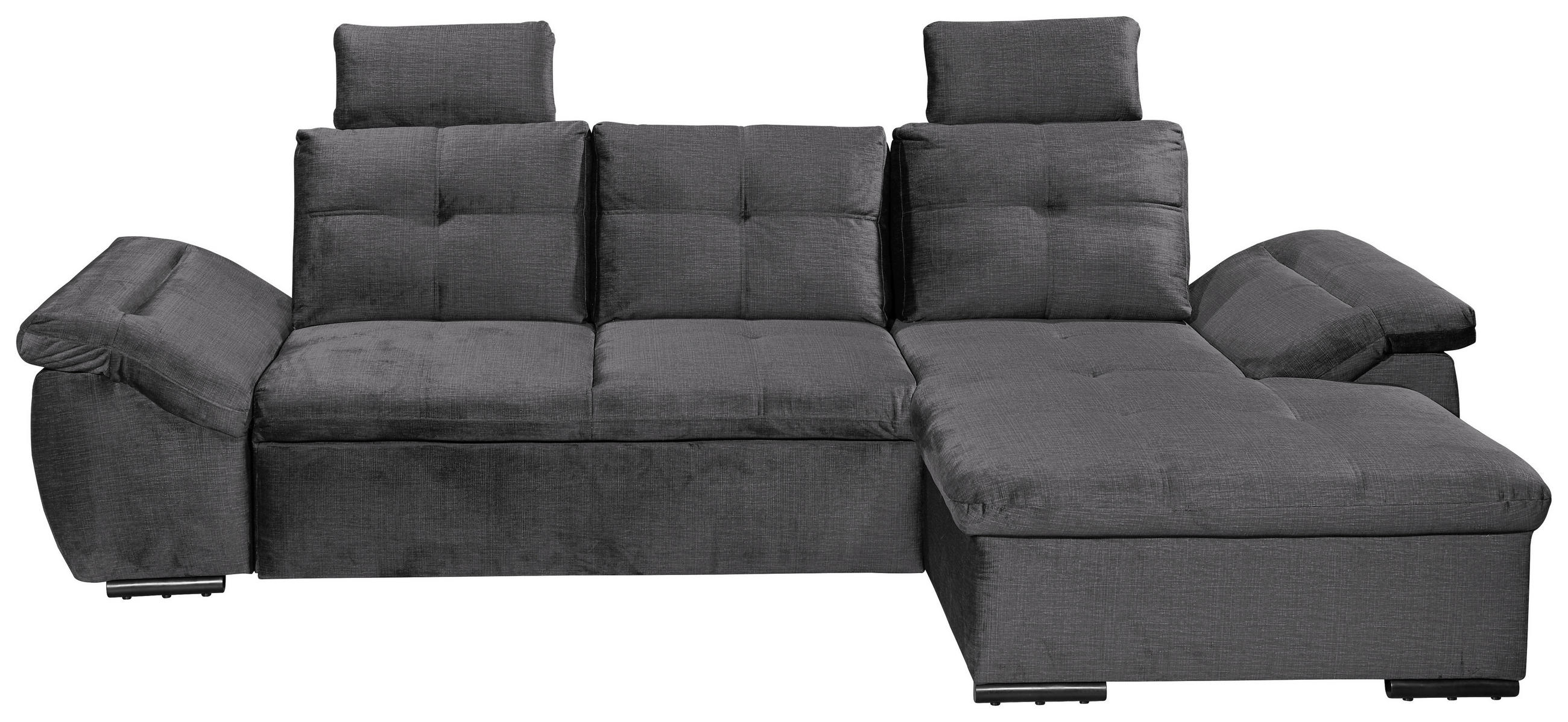 ECKSOFA in Mikrovelours Grau  - Schwarz/Grau, Konventionell, Kunststoff/Textil (275/170cm) - Carryhome