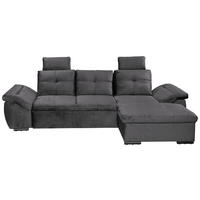 ECKSOFA in Mikrovelours Grau  - Schwarz/Grau, Konventionell, Kunststoff/Textil (275/170cm) - Carryhome