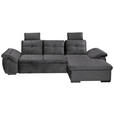 ECKSOFA  in Mikrovelours Grau  - Schwarz/Grau, KONVENTIONELL, Kunststoff/Textil (275/170cm) - Carryhome