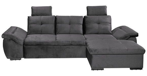 ECKSOFA  in Mikrovelours Grau  - Schwarz/Grau, KONVENTIONELL, Kunststoff/Textil (275/170cm) - Carryhome