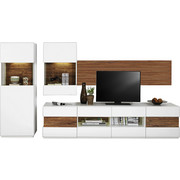 WOHNWAND in Akaziefarben, Weiß - Schwarz/Weiß, Design, Glas/Holzwerkstoff (317/170/50cm) - Hom`in