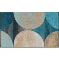 FUßMATTE  75/120 cm  Blau, Schwarz, Beige  Graphik  - Blau/Beige, KONVENTIONELL, Kunststoff/Textil (75/120cm) - wash+dry