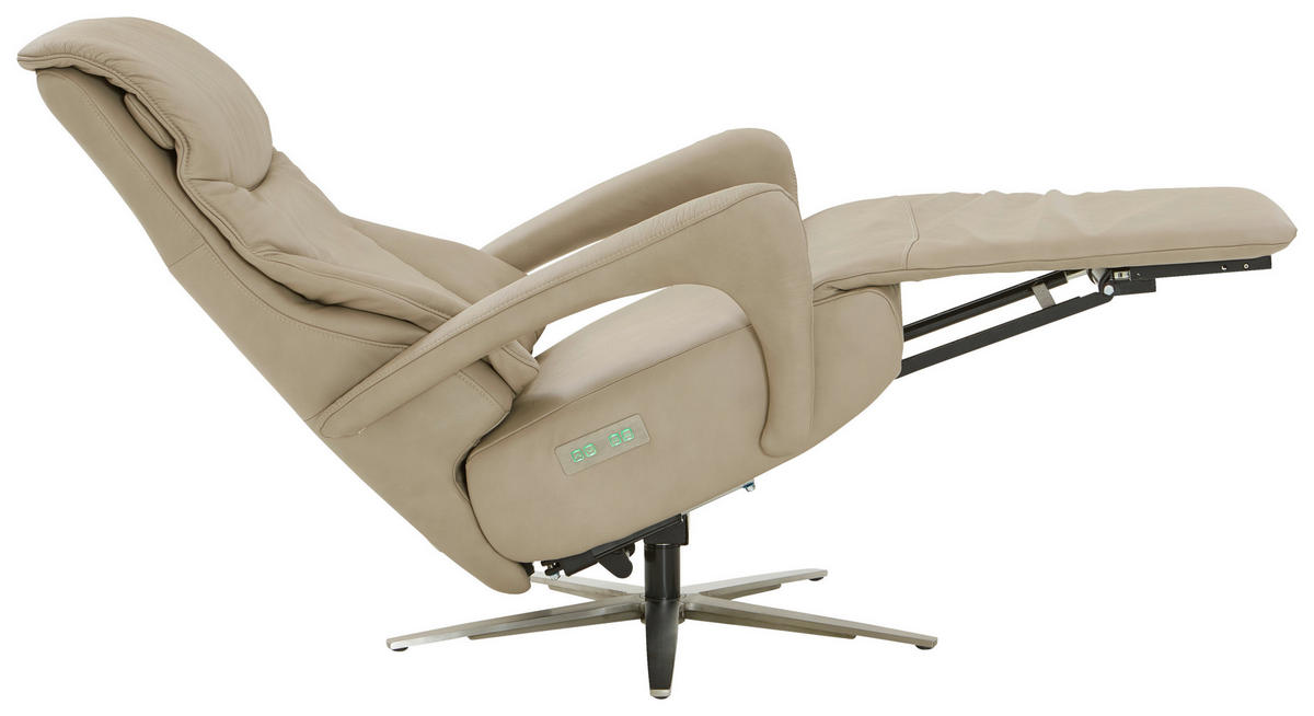 RELAXSESSEL in Leder Beige  - Edelstahlfarben/Beige, Design, Leder/Metall (75/112/88cm) - Dieter Knoll