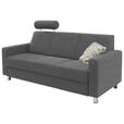 3-SITZER-SOFA  in Flachgewebe Dunkelgrau  - Chromfarben/Dunkelgrau, Design, Textil/Metall (195/83/85cm) - Xora