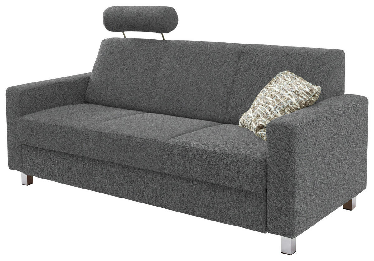 3-SITZER-SOFA Flachgewebe Dunkelgrau  - Chromfarben/Dunkelgrau, Design, Textil/Metall (195/83/85cm) - Xora