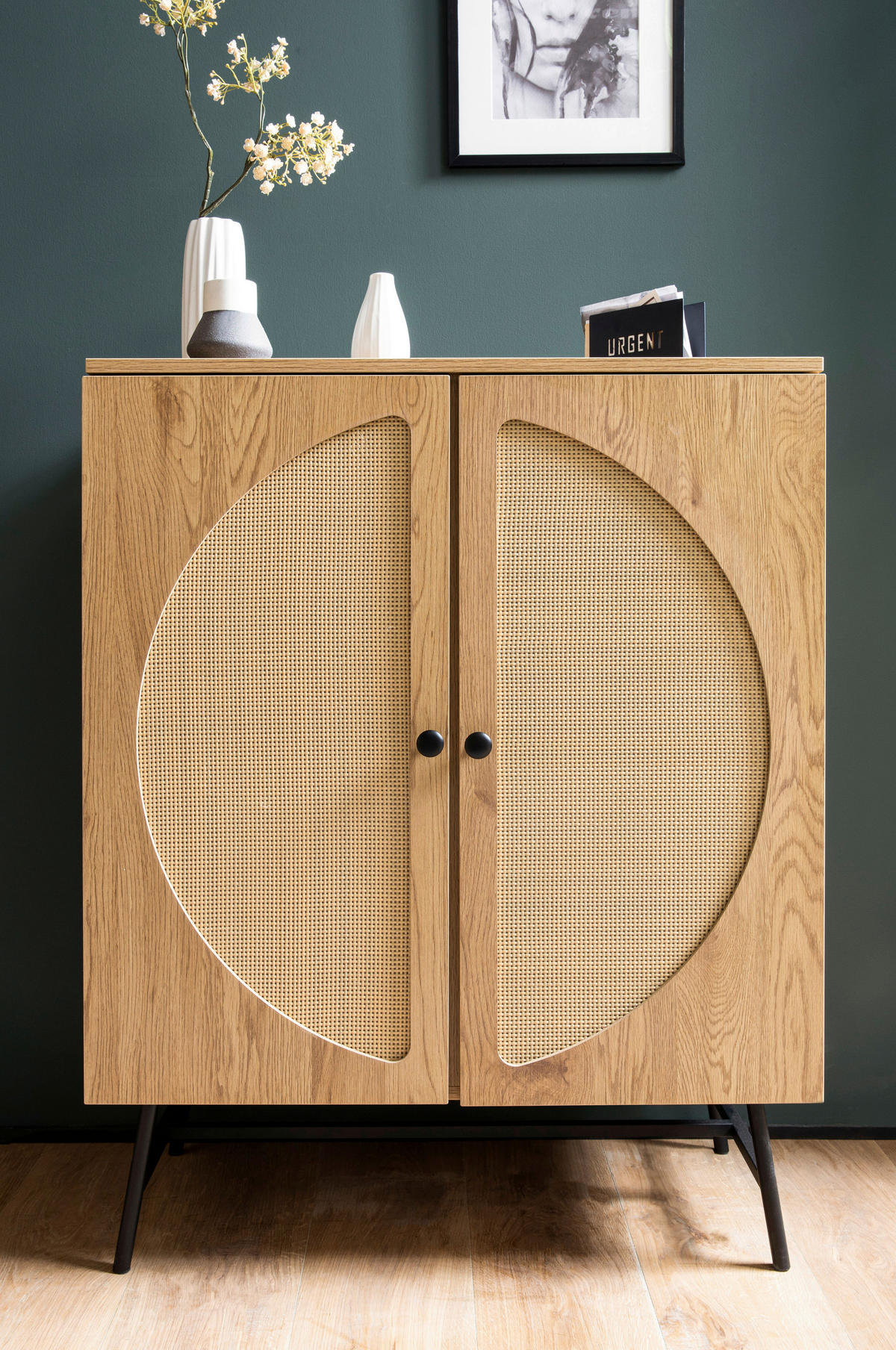 SIDEBOARD 80/103/39 cm  in Eichefarben  - Eichefarben/Schwarz, Design, Holzwerkstoff/Metall (80/103/39cm) - MID.YOU