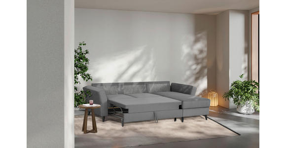 ECKSOFA Grau Velours - Schwarz/Grau, KONVENTIONELL, Holz/Textil (244/159cm) - Carryhome