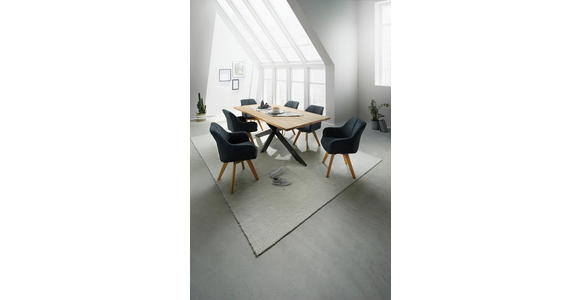 ESSTISCH Eichefarben rechteckig   - Eichefarben/Schwarz, Design, Holz/Metall (200/100/77cm) - Linea Natura