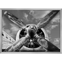 KUNSTDRUCK Städte, Fahrzeuge, Wolken, Flugzeug 110/80 cm  - Silberfarben/Schwarz, LIFESTYLE, Glas/Holzwerkstoff (110/80cm) - Monee