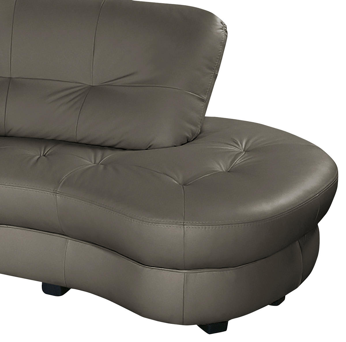 ECKSOFA Schlammfarben Echtleder Lederlook  - Schlammfarben/Schwarz, Design, Leder/Kunststoff (300/113cm) - Livetastic