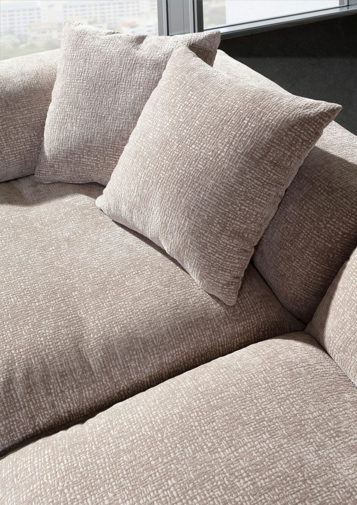 ECKSOFA in Flachgewebe Braun  - Creme/Schwarz, Modern, Kunststoff/Textil (178/231cm) - Carryhome
