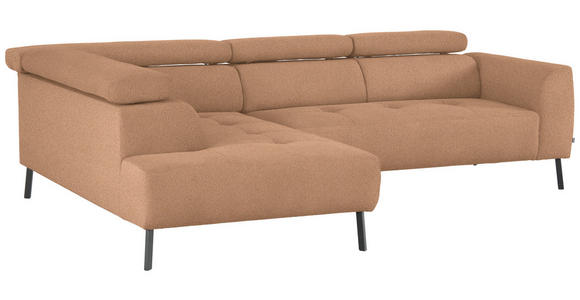 ECKSOFA  in Webstoff Rostfarben  205/280 cm  - Rostfarben/Schwarz, Design, Textil/Metall (205/280cm) - Xora