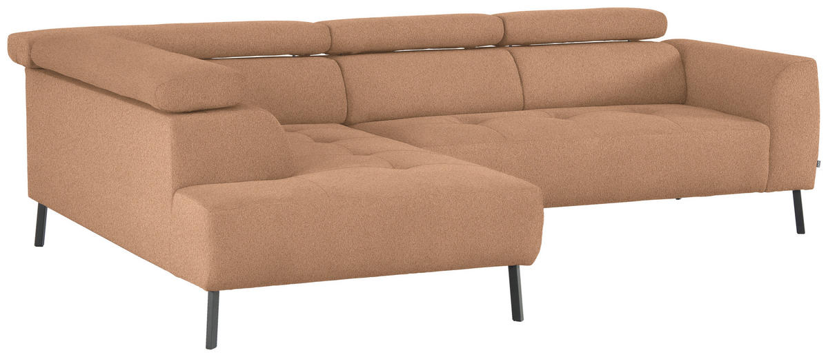 ECKSOFA in Webstoff Rostfarben  205/280 cm  - Rostfarben/Schwarz, Design, Textil/Metall (205/280cm) - Xora