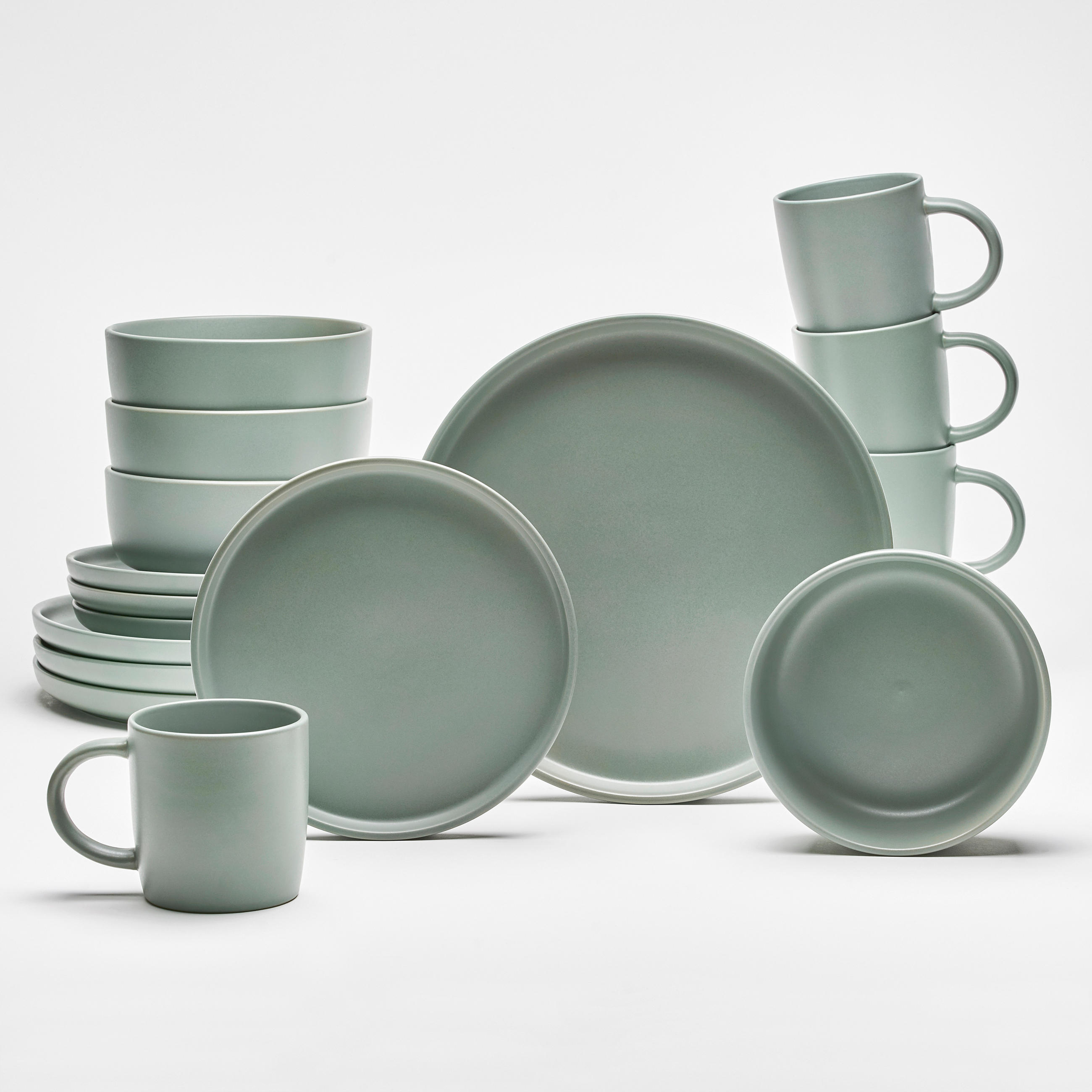 KOMBISERVICE Salbeigrün 16-teilig Prato  - Salbeigrün, KONVENTIONELL, Keramik (30/30/30cm) - Van Well