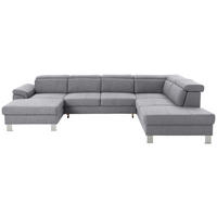 WOHNLANDSCHAFT in Webstoff Hellgrau  - Silberfarben/Hellgrau, Design, Textil/Metall (168/320/226cm) - Xora