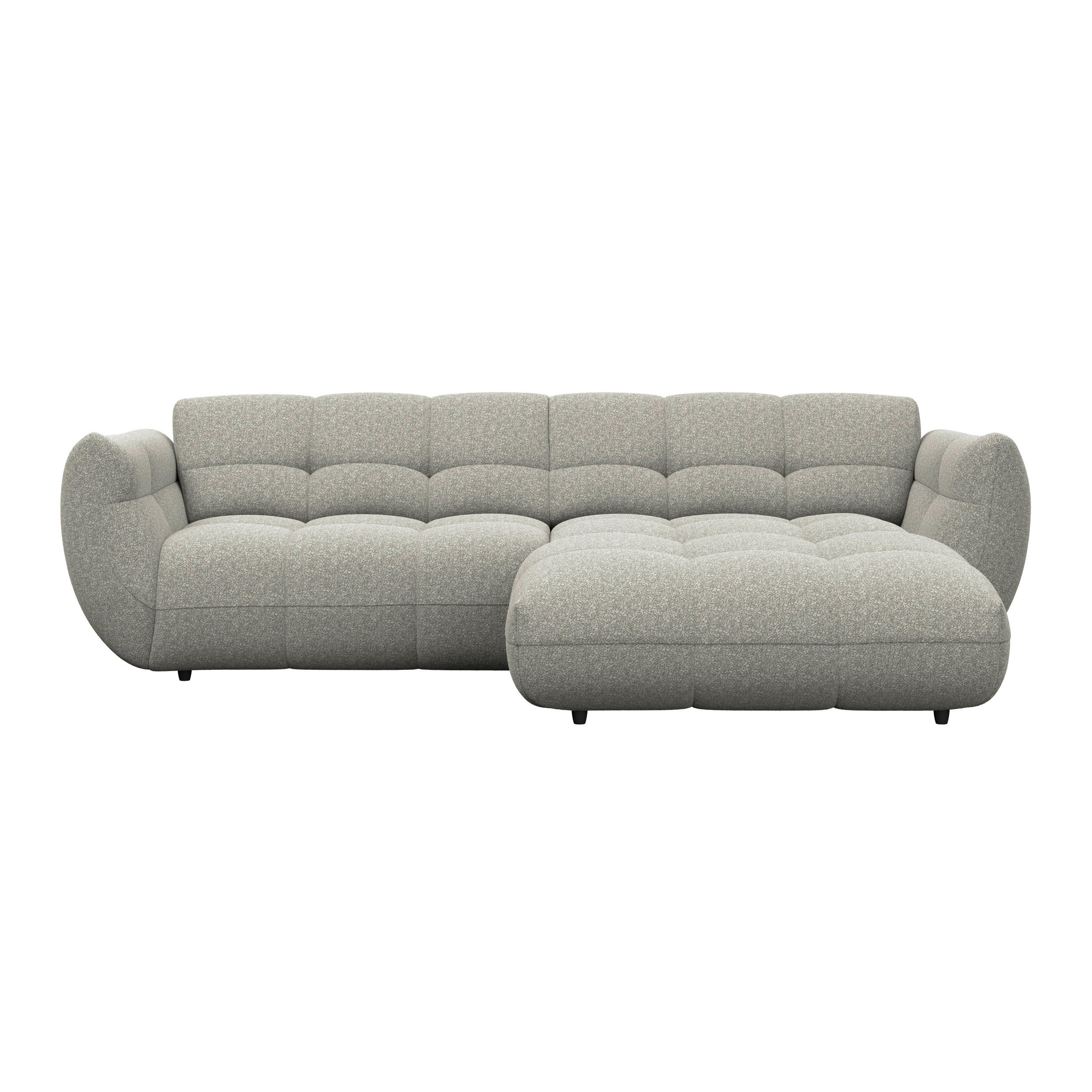 ECKSOFA Chenille Grau  - Schwarz/Grau, Trend, Kunststoff/Textil (280/178cm) - MID.YOU