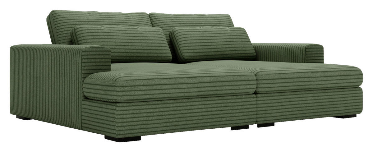 BIGSOFA in Cord Grün  - Schwarz/Grün, Design, Textil (218/80/158cm) - Lomoco