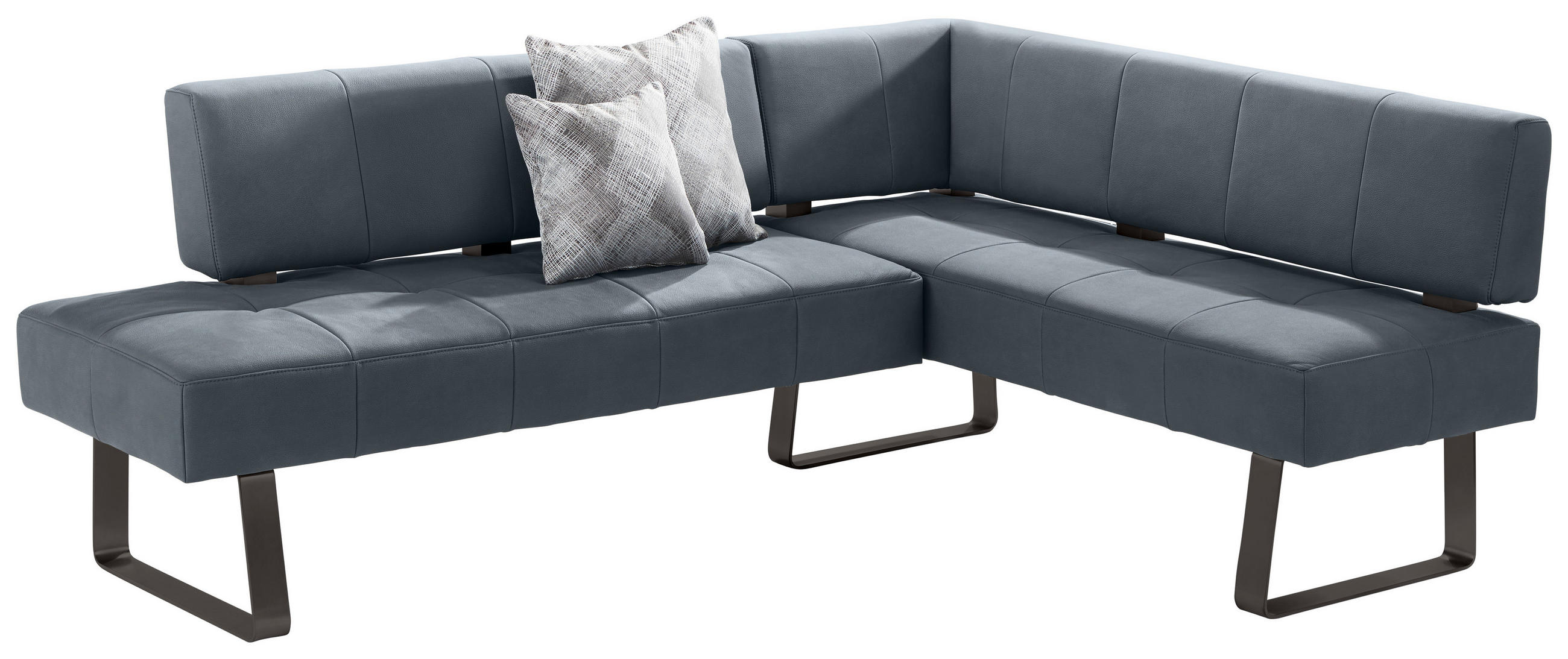 ECKBANK 227/165 cm Mikrofaser Schwarz, Dunkelblau, Blaugrau   - Blaugrau/Schwarz, Design, Textil/Metall (227/165cm) - Moderano