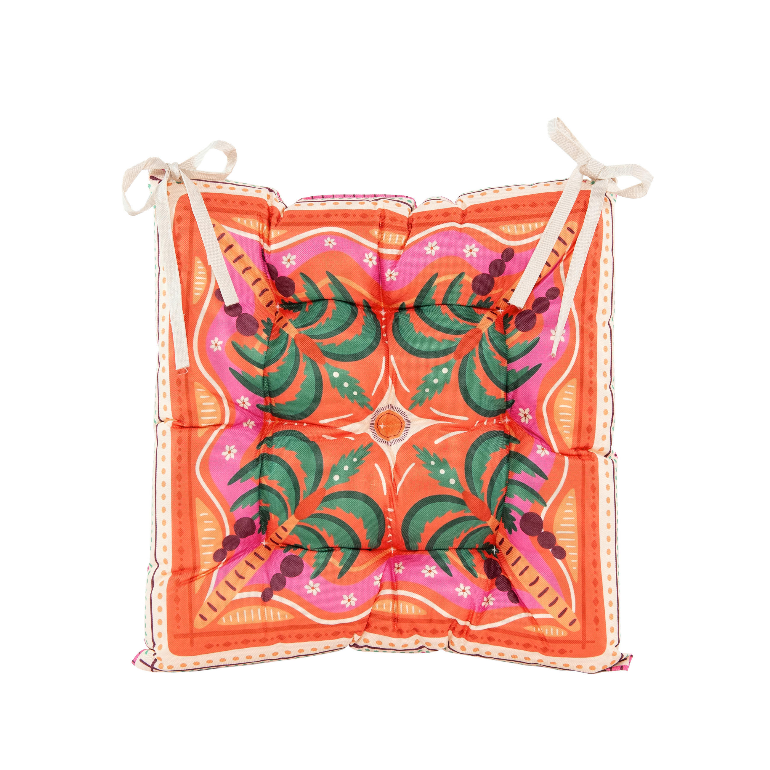 OUTDOOR-KISSEN Palmen  - Multicolor/Rosa, Basics, Kunststoff (38/38cm)