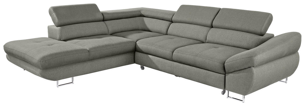 ECKSOFA Grau Webstoff  - Grau, Design, Textil/Metall (235/280cm) - Hom`in