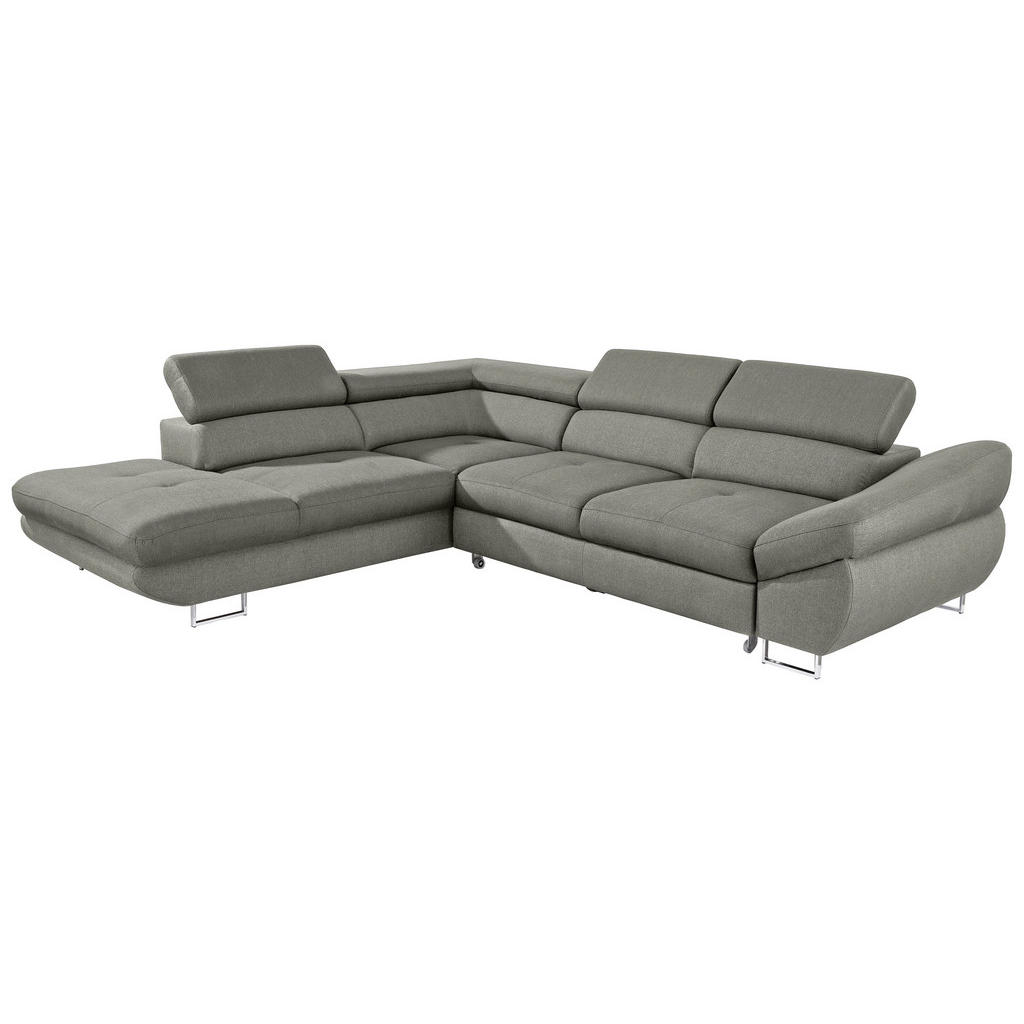 Thumbnail - Hom`in Ecksofa, Grau, Textil, 5-Sitzer, Ottomane links, L-Form, 280x235 cm, Stoffauswahl, Liegefunktion, seitenverkehrt ...