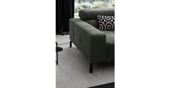 ECKSOFA in Feincord Olivgrün  - Schwarz/Olivgrün, KONVENTIONELL, Textil/Metall (311/219cm) - Hom`in