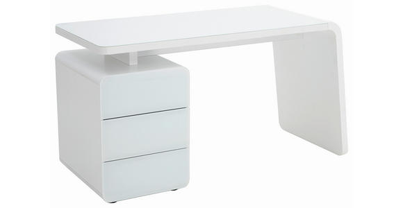 SCHREIBTISCH 132/60/75 cm in Weiß - Weiß, Design, Glas/Holzwerkstoff (132/60/75cm) - Venda