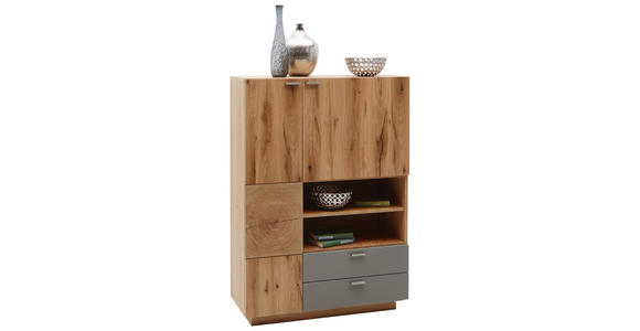 HIGHBOARD 96/135,5/38 cm - Eichefarben/Walnussfarben, KONVENTIONELL, Holz/Metall (96/135,5/38cm) - Voleo