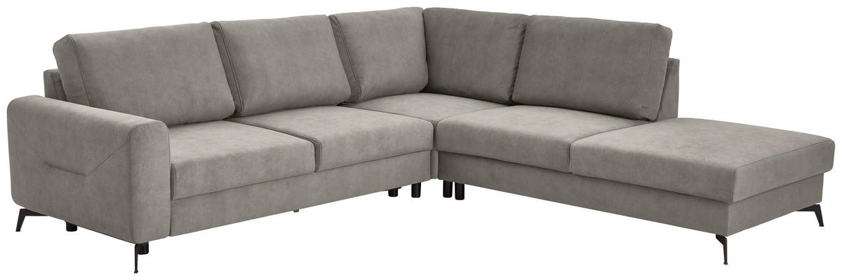 ECKSOFA Hellgrau Chenille  - Hellgrau/Schwarz, KONVENTIONELL, Textil/Metall (275/257cm) - Carryhome
