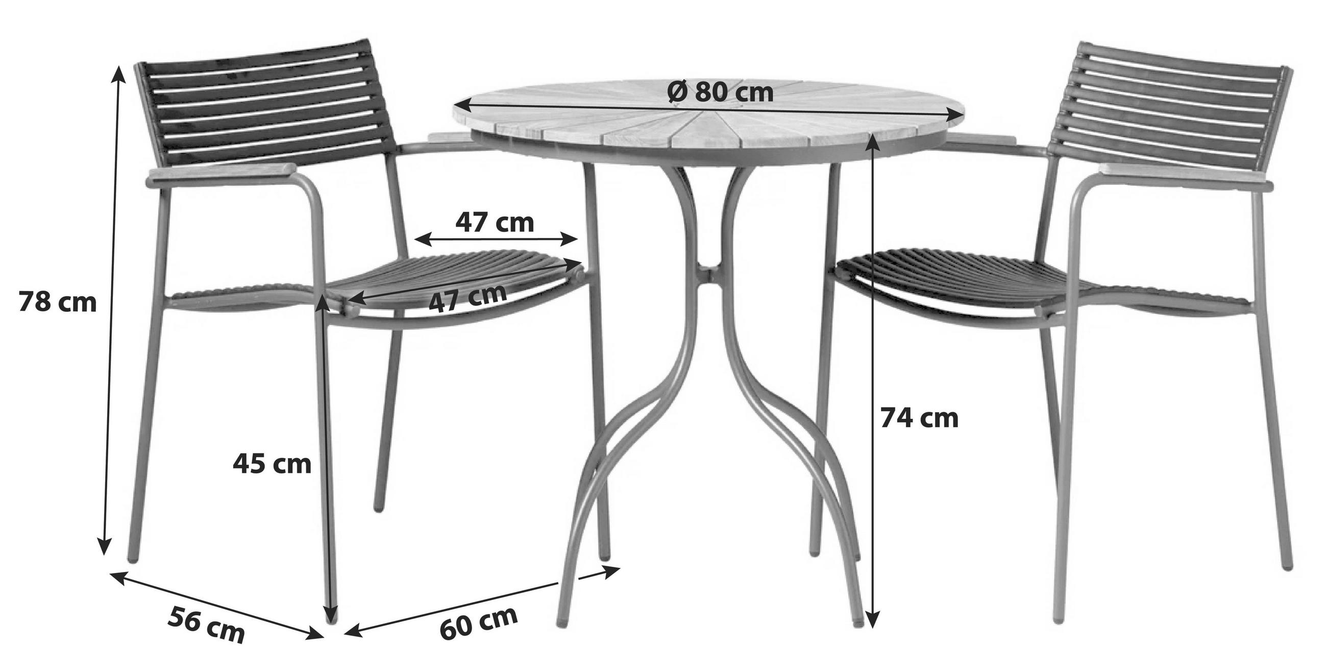 Thumbnail - Gardenson Balkonset, Anthrazit, Natur, Kunststoff, Teakholz, vollmassiv, rund, Stühle stapelbar, Balkonmöbel, Balkonmöbe...
