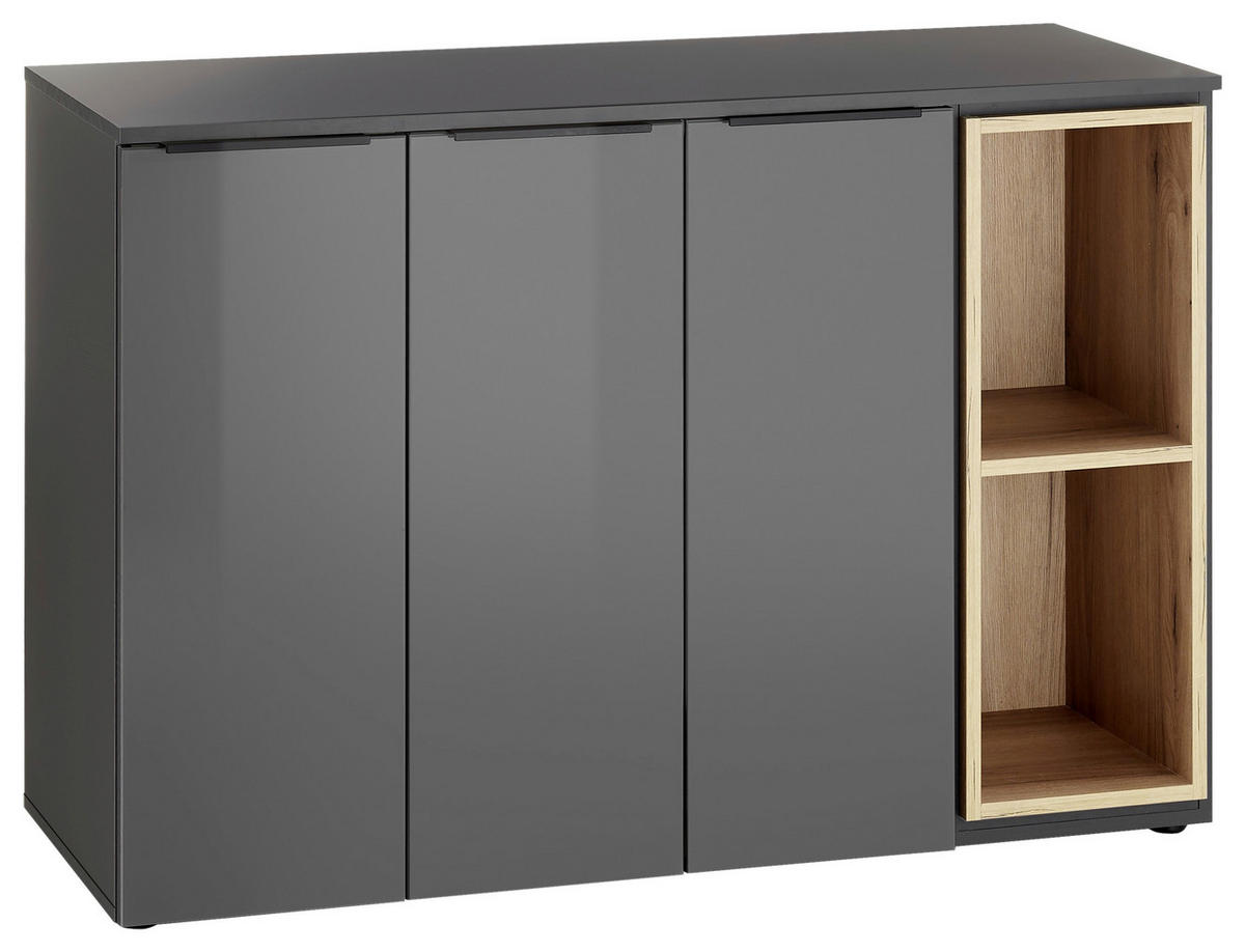 MOSDÓ ALATTI SZEKRÉNY 120/81,5/47 cm  - tölgyfa színű/fekete, Design, műanyag/faalapú anyag (120/81,5/47cm) - home24