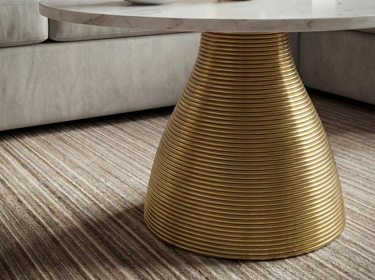 KONFERENČNÍ STOLEK, bílá, kov, kámen, 60/60/40 cm - bílá/barvy zlata, Design, kov/kámen (60/60/40cm) - Livetastic