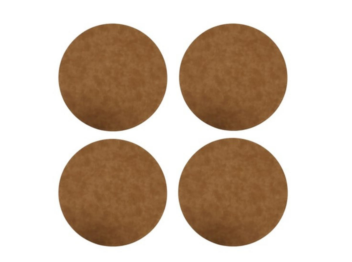 GLASUNDERLÄGG SET 4 delar 10 cm - cognacfärgad, Basics, textil (10cm)