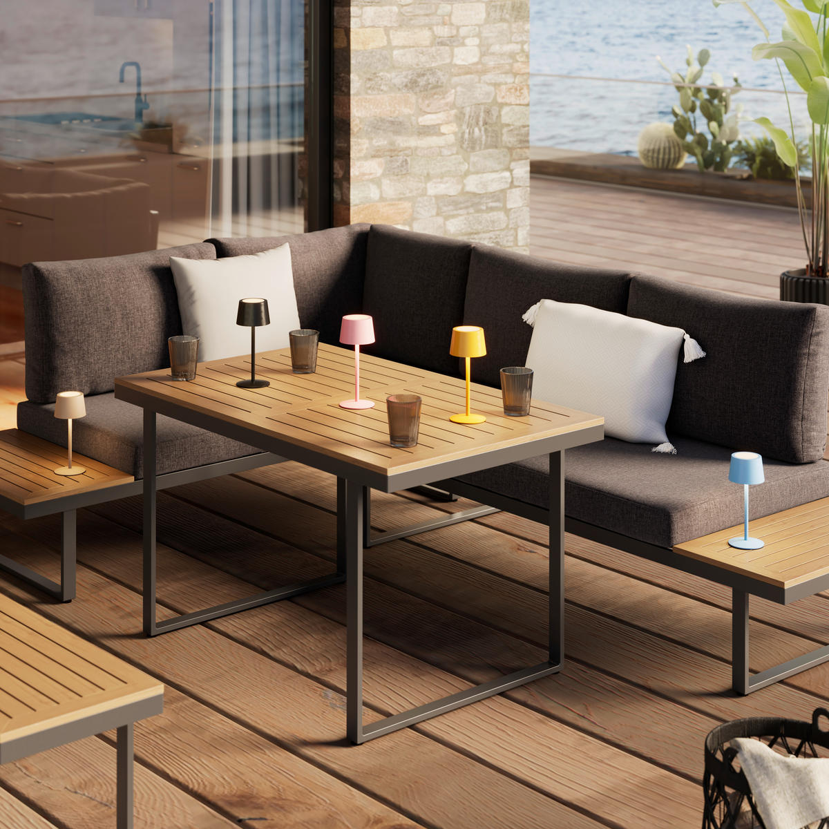 AKKU-TISCHLEUCHTE - Schwarz, Basics, Metall (9/22cm) - Novel