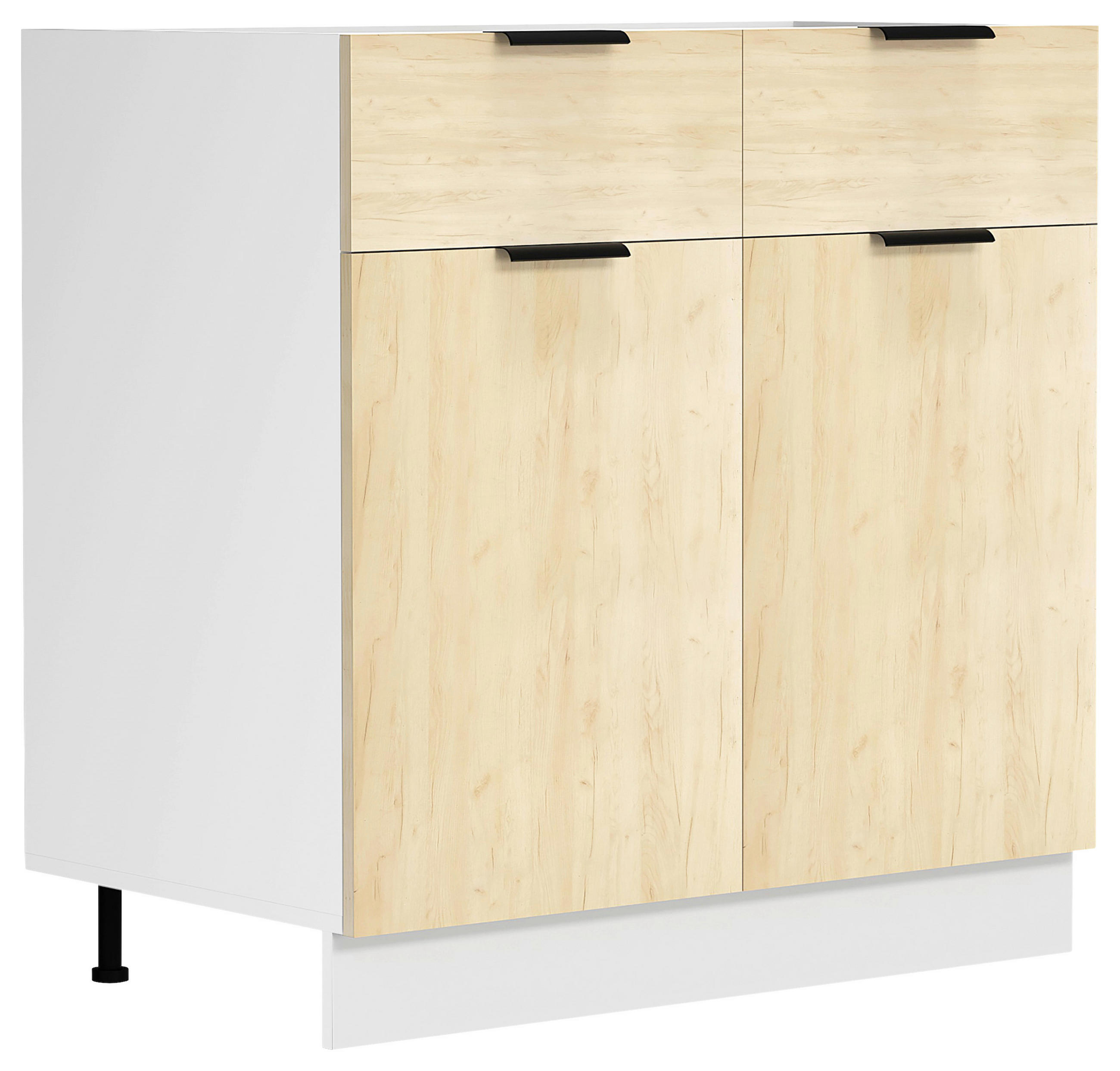 KÜCHENUNTERSCHRANK 80/82/46 cm  in Weiß, Honigeiche  - Honigeiche/Schwarz, Trend, Holzwerkstoff/Kunststoff (80/82/46cm) - MID.YOU