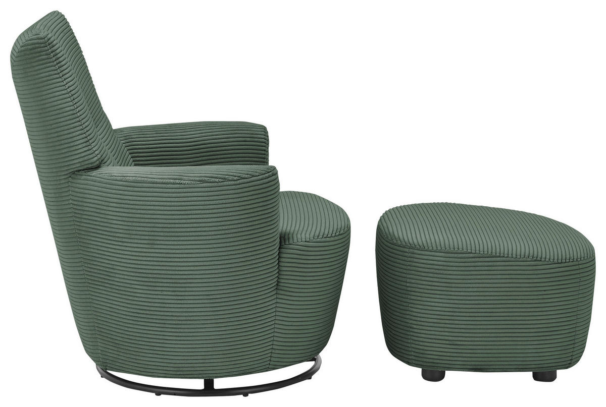 SESSEL Cord Olivgrün    - Schwarz/Olivgrün, Design, Textil/Metall (80/96/88cm) - SetOne by Musterring
