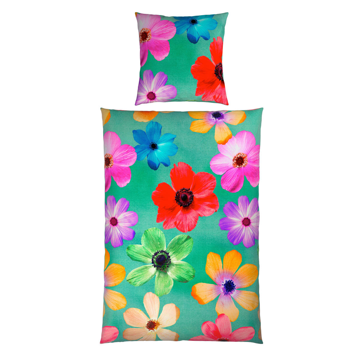 WENDEBETTWÄSCHE Satin 135/200 cm  - Multicolor/Grün, Natur, Textil (135/200cm) - Esposa