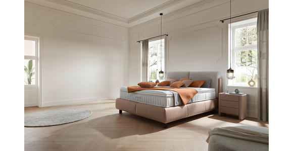 BOXSPRINGBETT 180/200 cm in Hellgrau, Hellbraun - Hellbraun/Hellgrau, Design, Textil/Metall (180/200cm) - Johann Jakob