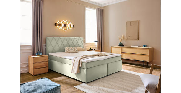 BOXSPRINGBETT 180/200 cm  in Creme  - Creme/Schwarz, Design, Kunststoff/Textil (180/200cm) - Xora
