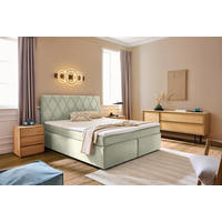 BOXSPRINGBETT 180/200 cm  in Creme  - Creme/Schwarz, Design, Kunststoff/Textil (180/200cm) - Xora