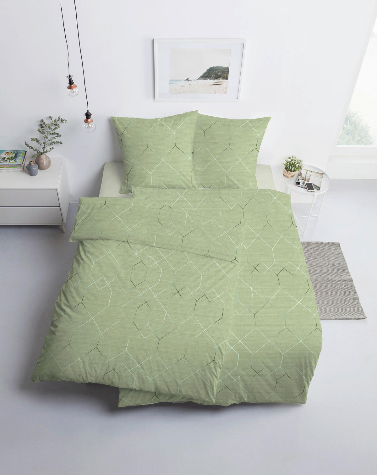 BETTWÄSCHE 135/200 cm Satin  - Grün, KONVENTIONELL, Textil (135/200cm) - Estella