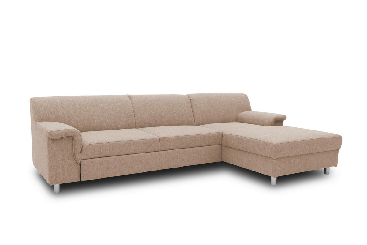 ECKSOFA Beige Webstoff  - Chromfarben/Beige, KONVENTIONELL, Textil/Metall (251/150cm) - MID.YOU